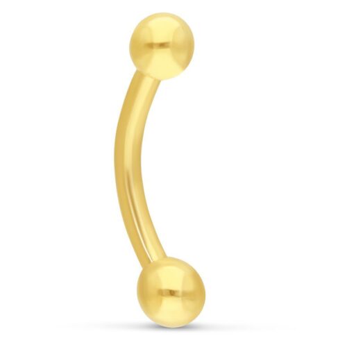 Piercing Microbananabell in oro 18K con due sfere su sfondo bianco
