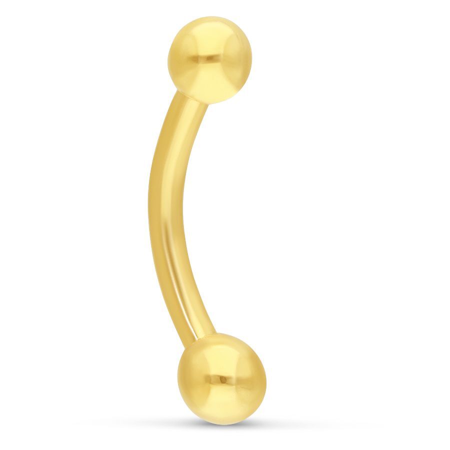 Piercing Microbananabell in oro 18K con due sfere su sfondo bianco