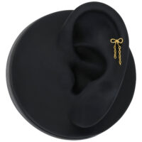 Ciondolo Push Fit dorato con fiocco Ciondolo in titanio dorato a forma di fiocco per piercing su sfondo nero