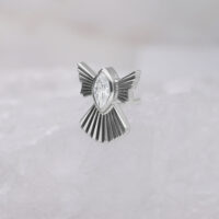 Inserto Push Fit argento a forma di fiocco di neve con cristallo chiaro su sfondo chiaro