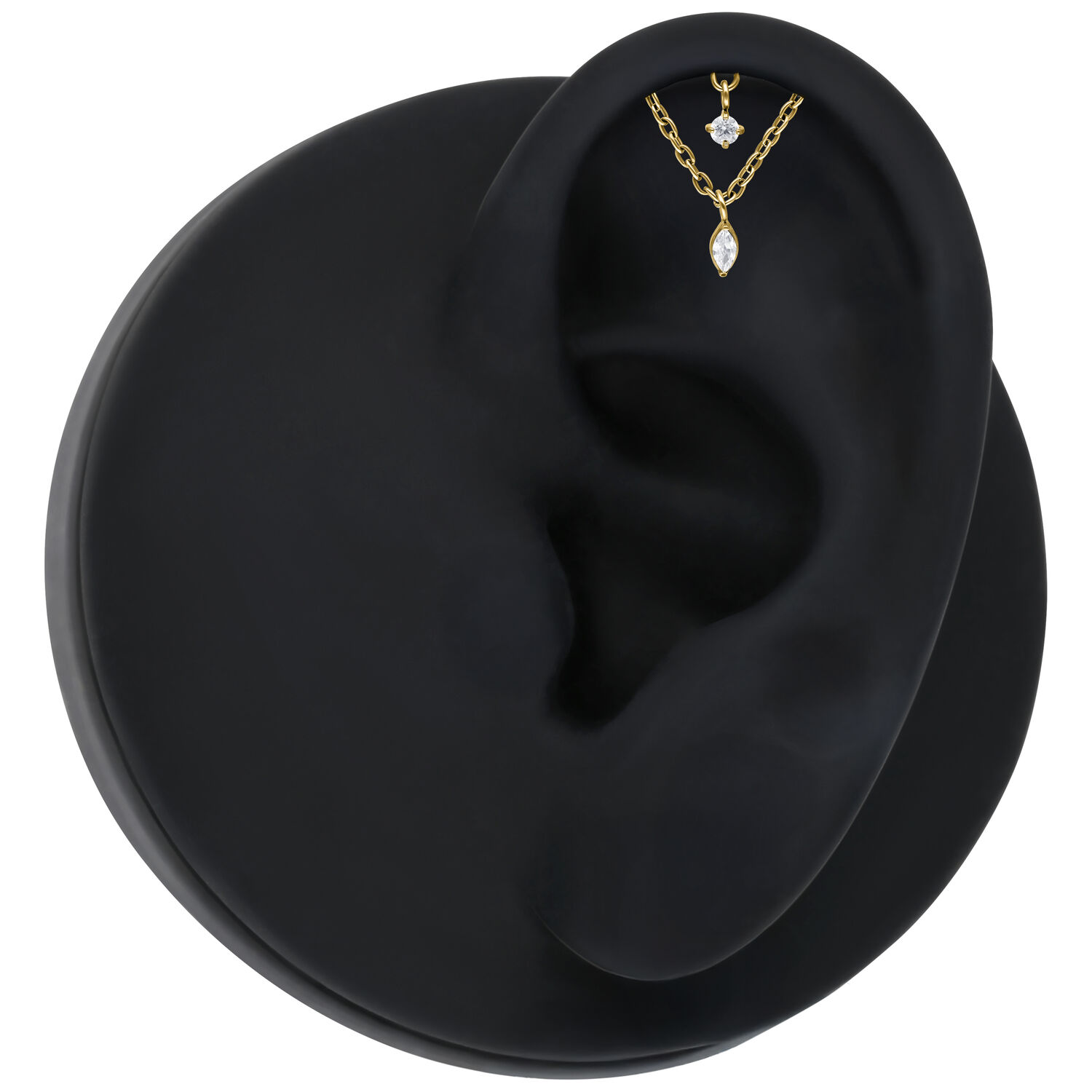 Astuccio Helix dorato con doppio cristallo su sfondo nero
