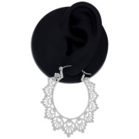 Orecchini in argento a forma di girasole su supporto nero