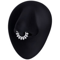 Clicker per setto in argento con cristalli su testa modello nera