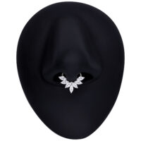 Clicker per setto in argento con cristalli Marquise su sfondo nero