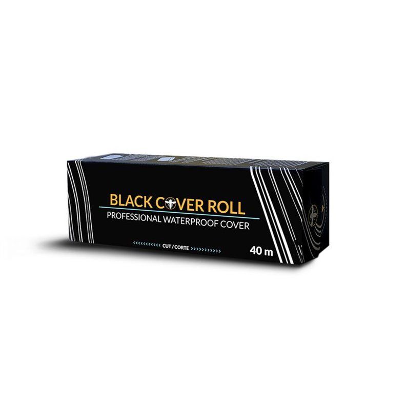 Rotolo di copertura nero impermeabile 40m su sfondo bianco