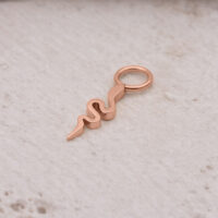 Ciondolo serpente in oro rosa in acciaio chirurgico su sfondo chiaro