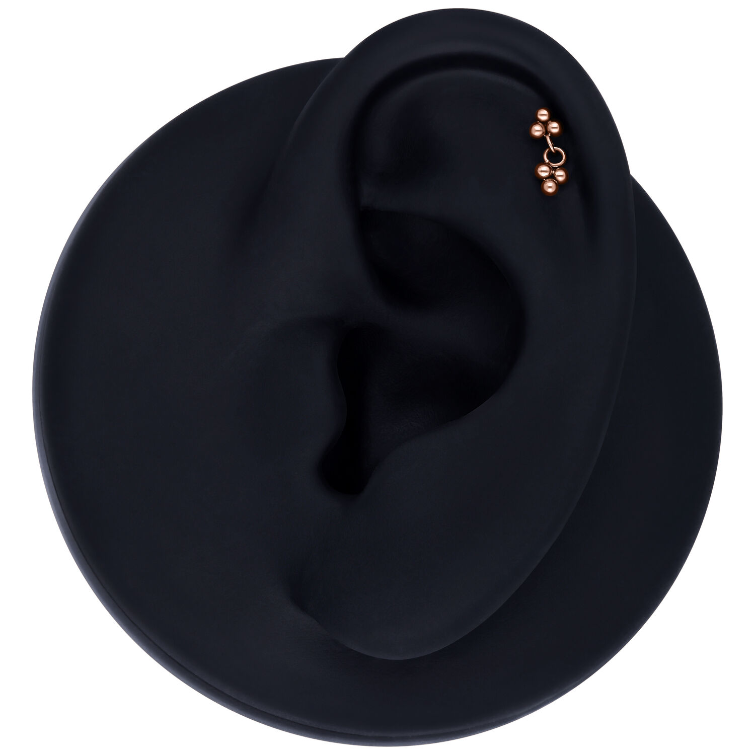 Attacco Push Fit oro rosa su modello di orecchio nero