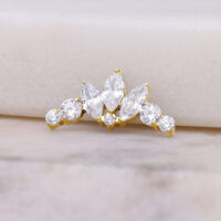 Inserto Tiara in Cristallo Push Fit Dorato Inserto tiara dorato con cristalli chiari su sfondo bianco