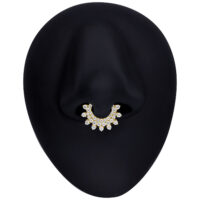 Septum Clicker dorato con cristalli su sfondo nero