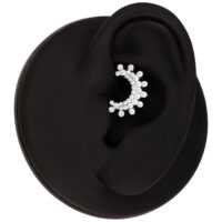 Clicker per setto nasale argento con cristalli scintillanti, presentato su sfondo nero