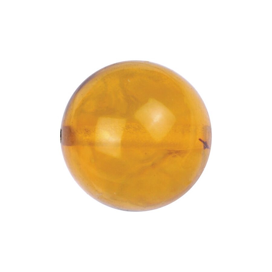 Sfera Clip-In Amber gialla in fossile su sfondo bianco