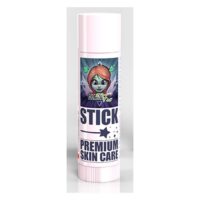 Stick bianco per la cura della pelle di Auafee con grafica cartoon colorata su sfondo studio