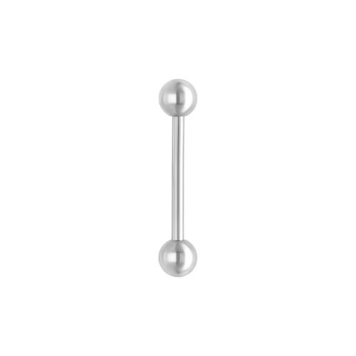 Barbell argento con due sfere su sfondo bianco