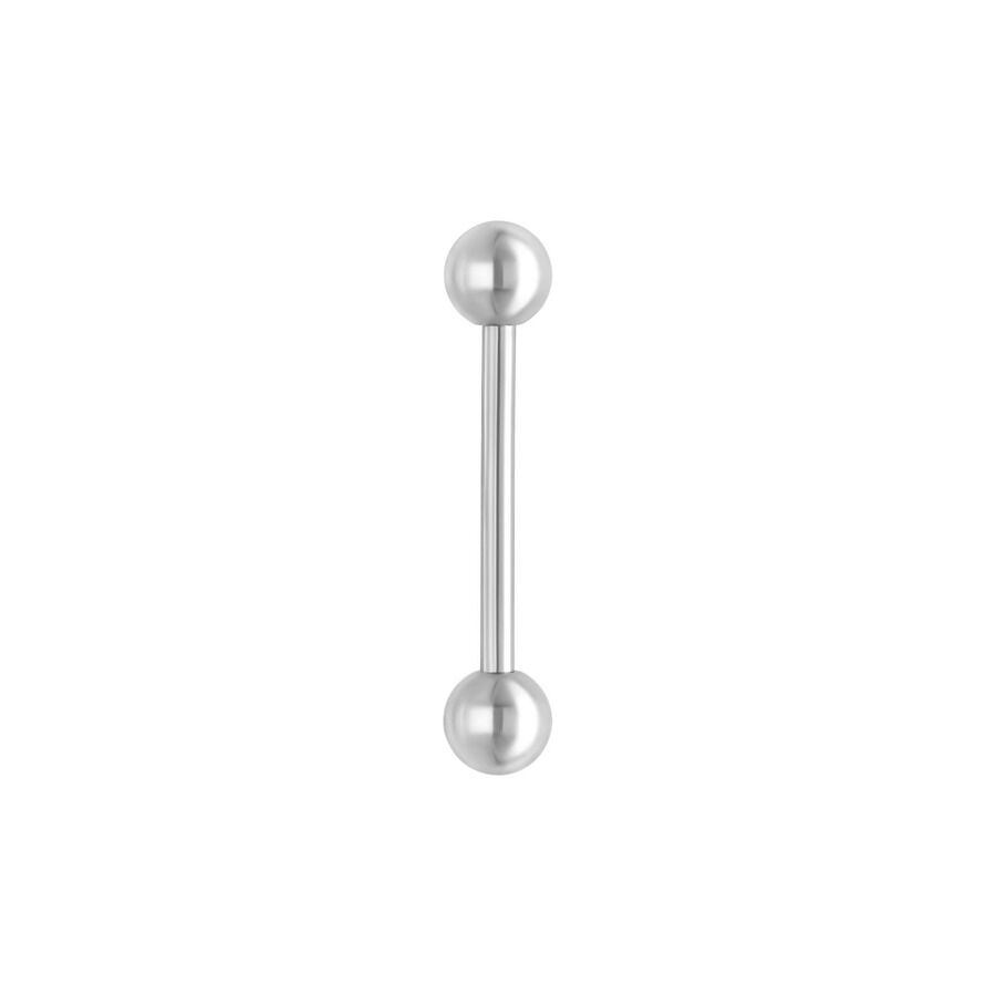 Barbell argento con due sfere su sfondo bianco