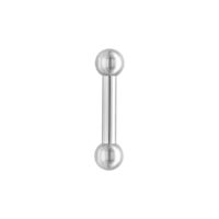 Barbell piercing argento con lunghezza di 22mm e sfere da 8mm su sfondo bianco