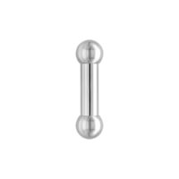Barbell piercing in argento in acciaio chirurgico 316L su sfondo bianco