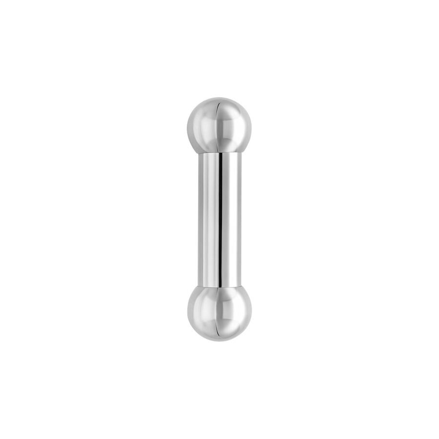 Barbell argento con due sfere su sfondo bianco