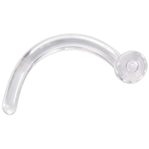 Piercing naso trasparente in Bioplast con disco bianco su sfondo bianco