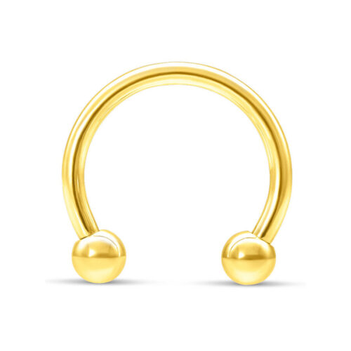 Circular Barbell in oro 18K con filettatura esterna su sfondo bianco