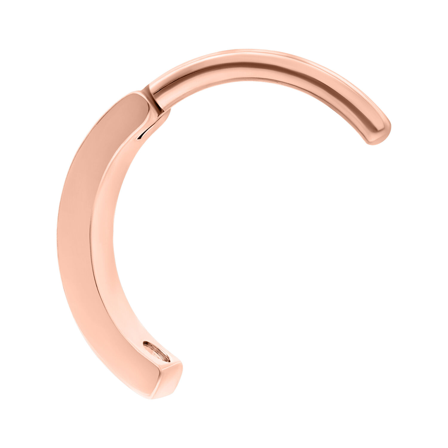 Clicker per ombelico in rosé con doppio cristallo su sfondo bianco