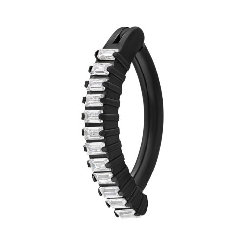 Clicker per ombelico in titanio nero con cristalli chiari