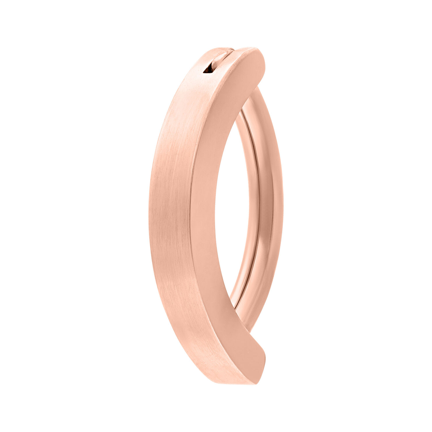 Clicker per ombelico in oro rosa di titanio su sfondo bianco