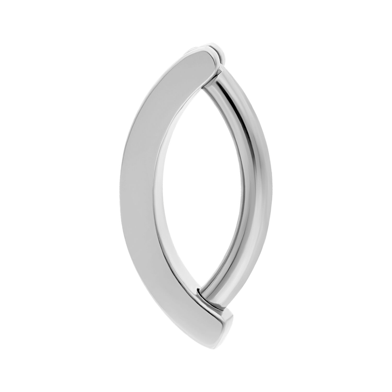 Clicker per ombelico in titanio argento su sfondo bianco