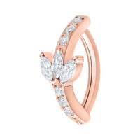 Clicker Ombelico in Oro Rosa con cristalli chiari, su sfondo bianco