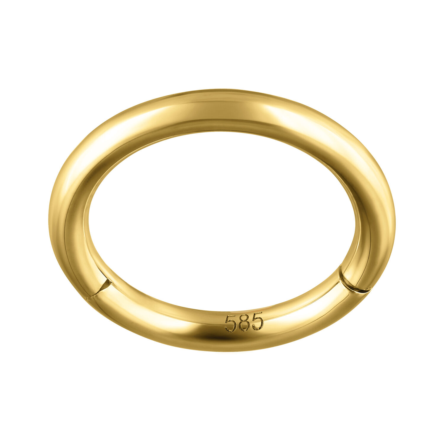 Anello in oro 14 carati con cerniera, spesso 1,2 mm, diametro 8,0 mm su sfondo bianco