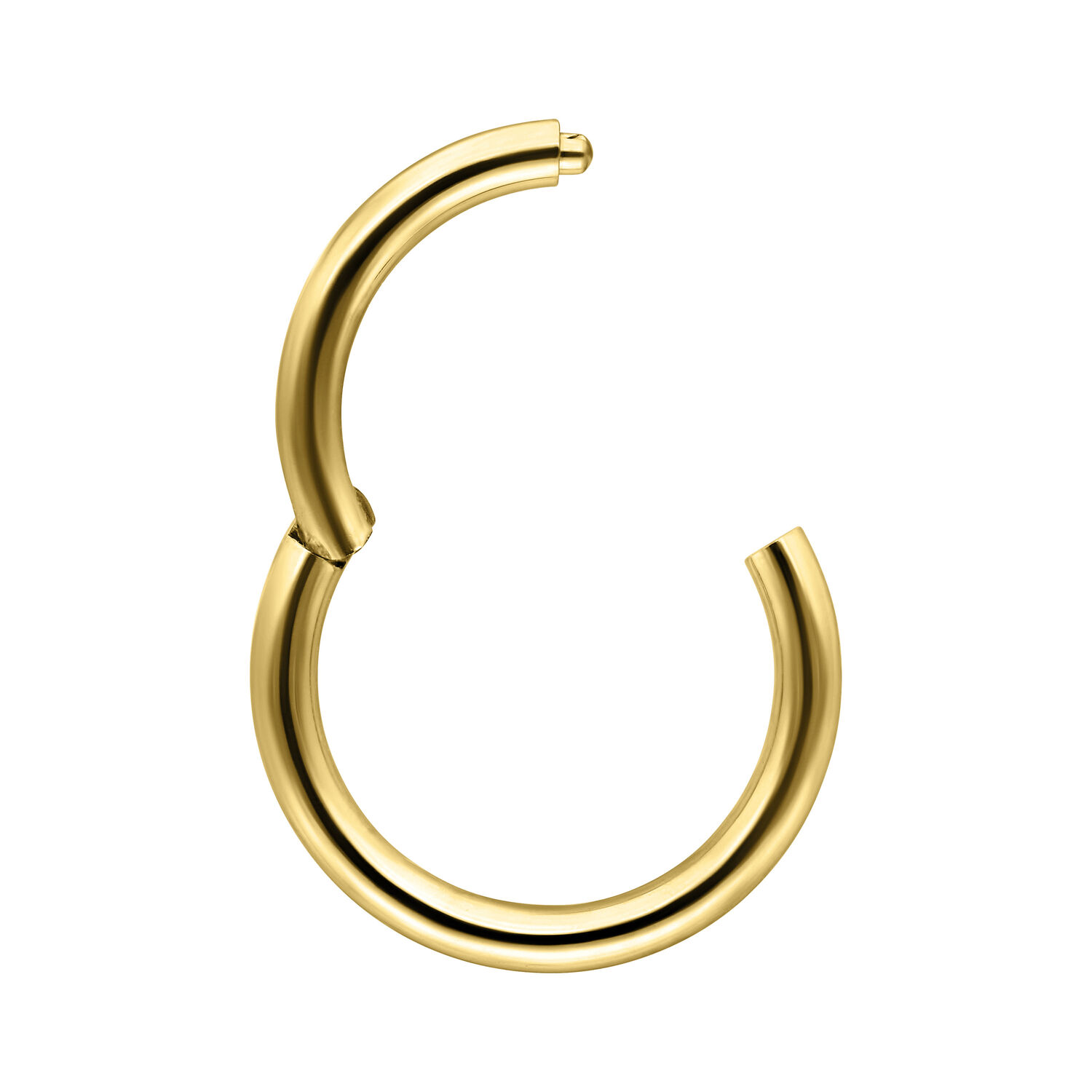 Anello piercing in oro 14K con cerniera, spessore 1,2 mm, diametro 8 mm