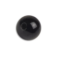 Sfera acrilica nera con filettatura interna su sfondo bianco