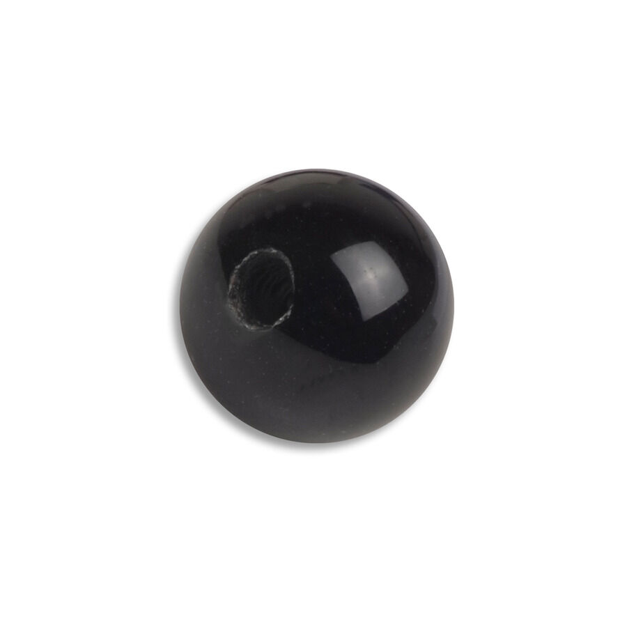 Sfera Clip-in Acrilica Nera 5mm Sfera acrilica nera con filettatura interna su sfondo bianco