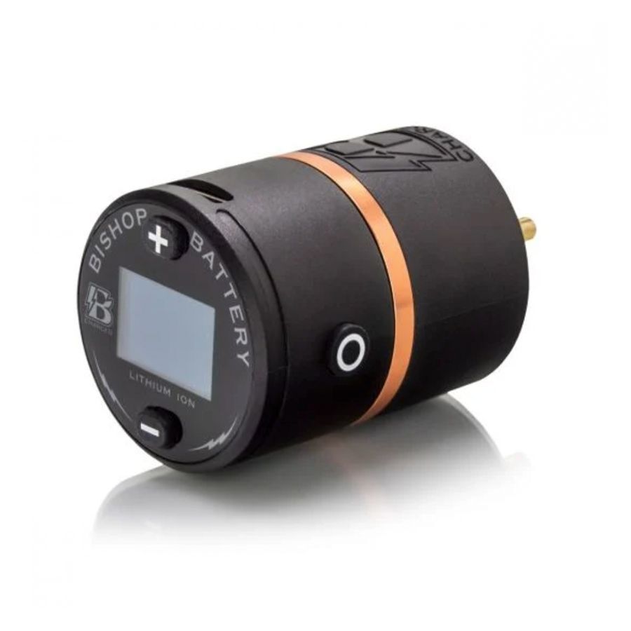 Bishop Wireless Power Supply V2 nero con display LCD su sfondo bianco