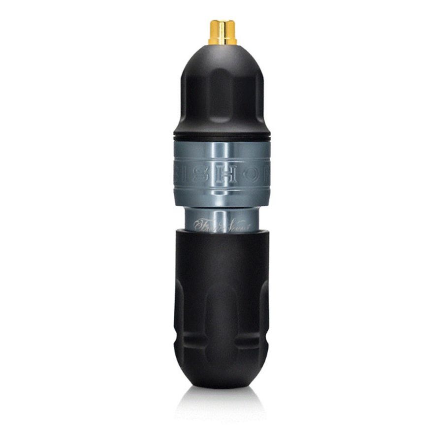 Bishop Power Wand Shader nero con anello argento su sfondo bianco