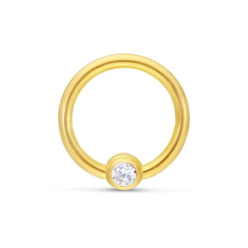 Anello Clip in oro 18K con cristallo chiaro su sfondo bianco