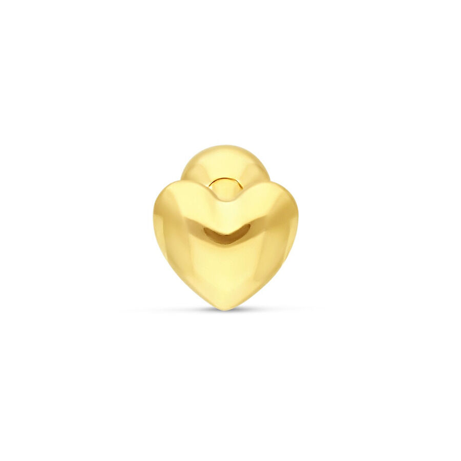 Barbell per Orecchio in Oro a forma di Cuore su sfondo bianco