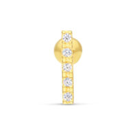Barbell in oro 18K con cinque cristalli chiari su sfondo bianco