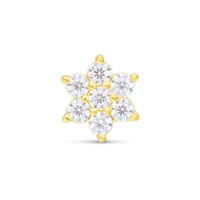 Orecchino Barbell a forma di fiore in oro 18K con cristalli chiari