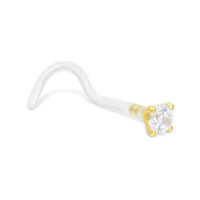 Piccolo piercing al naso in oro 750 con cristallo bianco su sfondo bianco