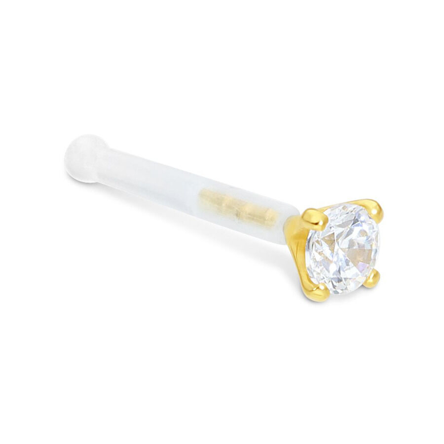 Nasenstecker in oro 18k con cristallo bianco su sfondo bianco