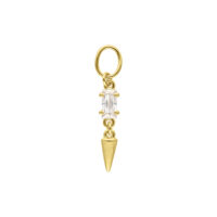 Ciondolo in Oro con Moissanite 18K e Spike Ciondolo dorato con Moissanite chiaro e Spike su sfondo bianco