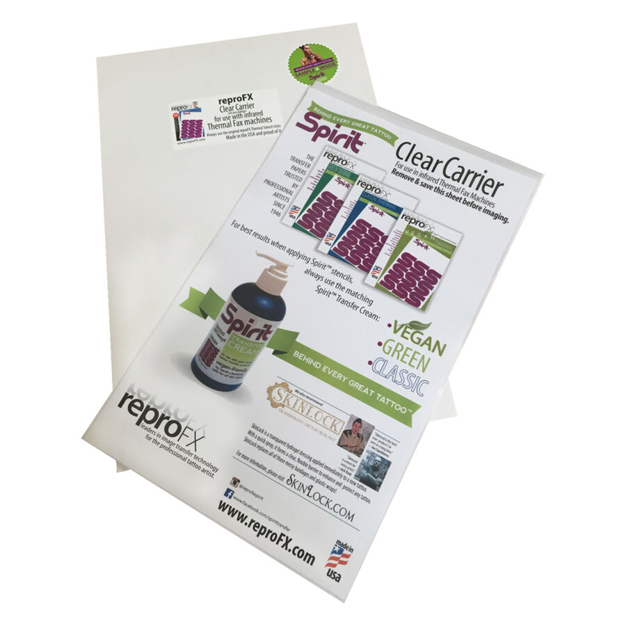 Carrier Sheet trasparente A4 per accessori tattoo Carrier Sheet trasparente A4 su sfondo bianco