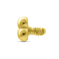 Attacco in oro 18K con tre piccole sfere su sfondo bianco