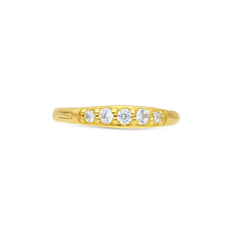 Anello piercing in oro 18K con cristalli chiari su sfondo bianco