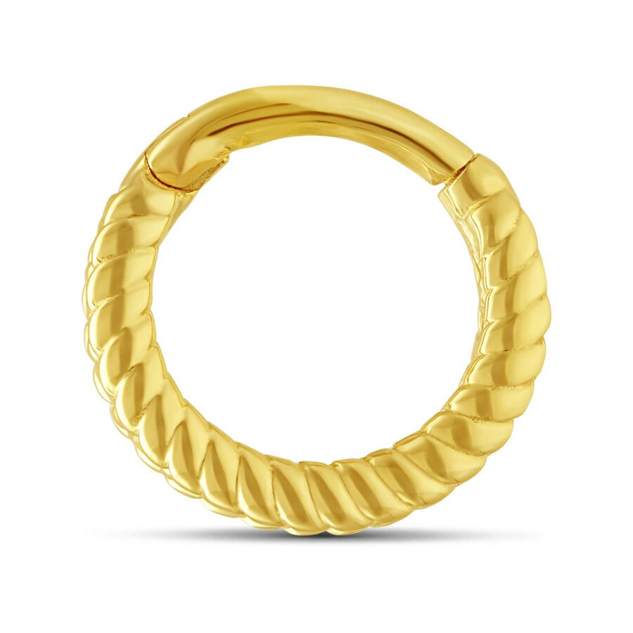 Anello a cerniera in oro 14K con cristalli chiari, su sfondo bianco