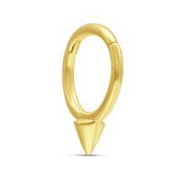 Anello incernierato in oro 14K con punta a cono su sfondo bianco
