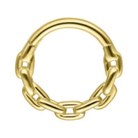 Anello a catena in oro 14K di alta qualità per setto su sfondo bianco
