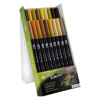 Set da 18 Tombow Dual Brush Pen in tonalità terrose su sfondo bianco