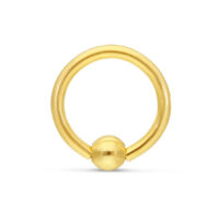 Anello a sfera di serraggio in oro 18K su sfondo bianco