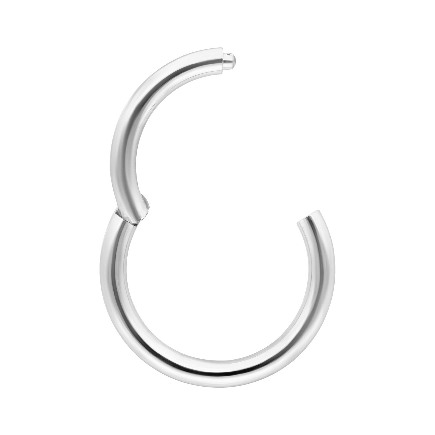 Anello a scatto in oro bianco 14K su sfondo bianco